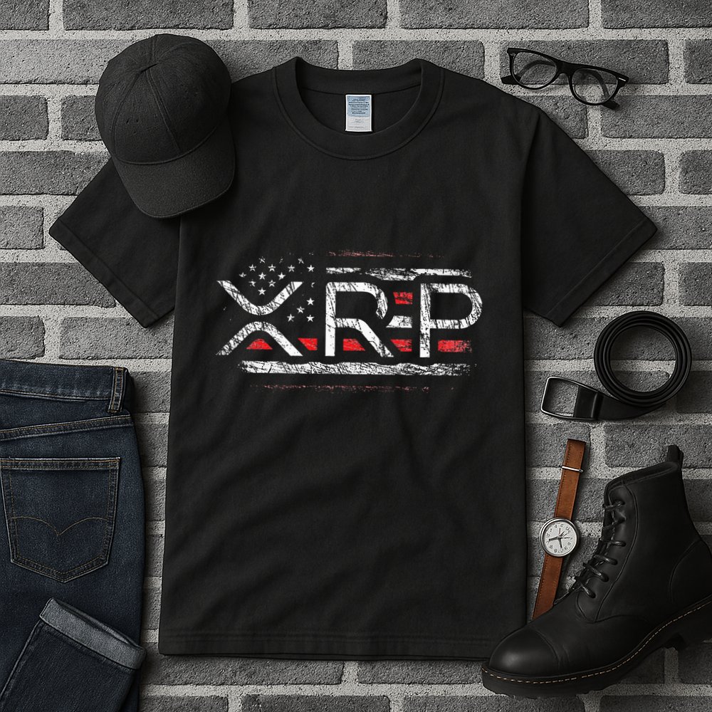 Crypto Currency Xrp Cryptocurrency American Flag Xrp Tall T-Shirt