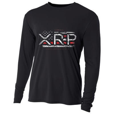 Crypto Currency Xrp Cryptocurrency American Flag Xrp Cooling Performance Long Sleeve Crew