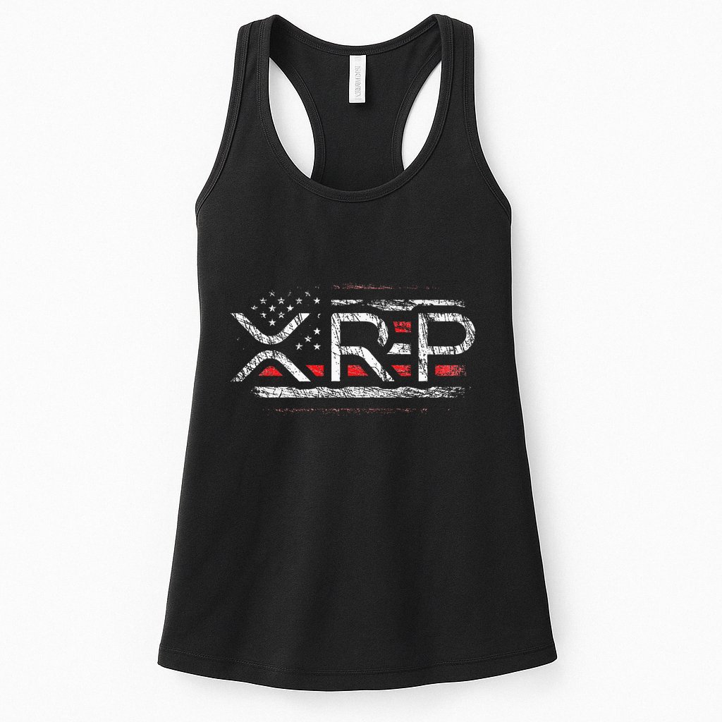 Crypto Currency Xrp Cryptocurrency American Flag Xrp Womens Tank Top