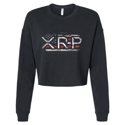 Crypto Currency Xrp Cryptocurrency American Flag Xrp Cropped Pullover Crew