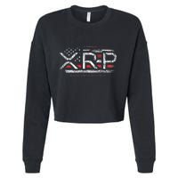 Crypto Currency Xrp Cryptocurrency American Flag Xrp Cropped Pullover Crew