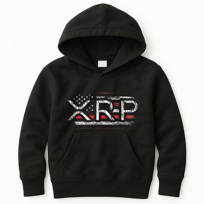 Crypto Currency Xrp Cryptocurrency American Flag Xrp Kids Hoodie