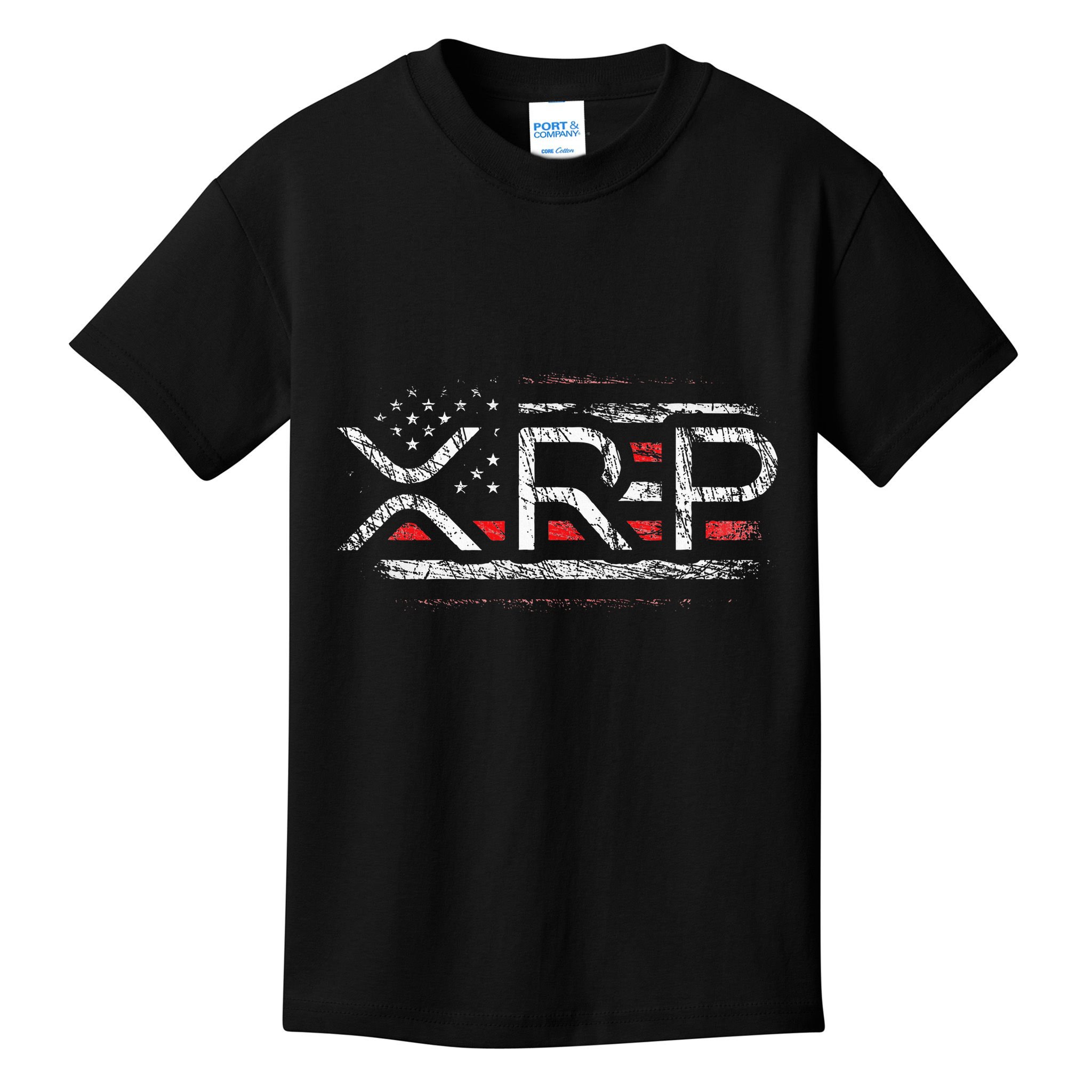 Crypto Currency Xrp Cryptocurrency American Flag Xrp Kids T-Shirt