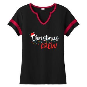 Christmas Crew Xmas Lights Family Matching Pajamas Holiday Ladies Halftime Notch Neck Tee