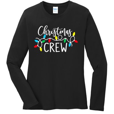 Christmas Crew Xmas Lights Pajama Happy Holiday Boy Girl Ladies Long Sleeve Shirt