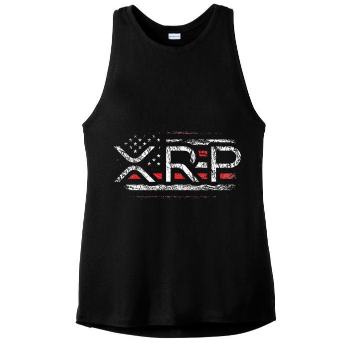 Crypto Currency Xrp Cryptocurrency American Flag Xrp Ladies PosiCharge Tri-Blend Wicking Tank