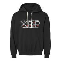 Crypto Currency Xrp Cryptocurrency American Flag Xrp Garment-Dyed Fleece Hoodie