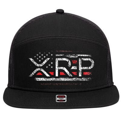 Crypto Currency Xrp Cryptocurrency American Flag Xrp 7 Panel Mesh Trucker Snapback Hat