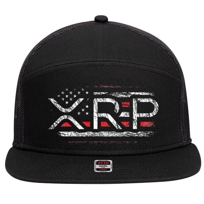 Crypto Currency Xrp Cryptocurrency American Flag Xrp 7 Panel Mesh Trucker Snapback Hat