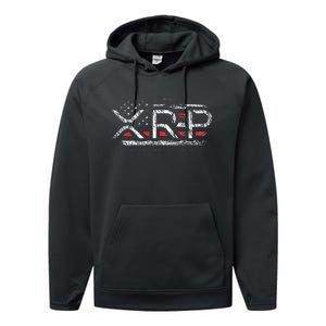 Crypto Currency Xrp Cryptocurrency American Flag Xrp Performance Fleece Hoodie