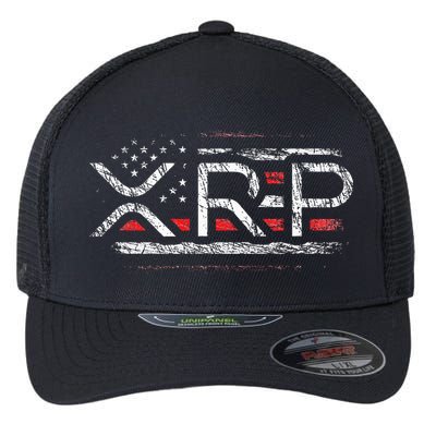 Crypto Currency Xrp Cryptocurrency American Flag Xrp Flexfit Unipanel Trucker Cap