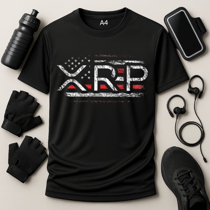Crypto Currency Xrp Cryptocurrency American Flag Xrp Performance Shirt