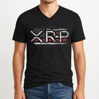 Crypto Currency Xrp Cryptocurrency American Flag Xrp V-Neck T-Shirt