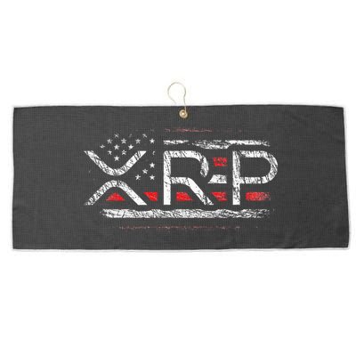 Crypto Currency Xrp Cryptocurrency American Flag Xrp Large Microfiber Waffle Golf Towel
