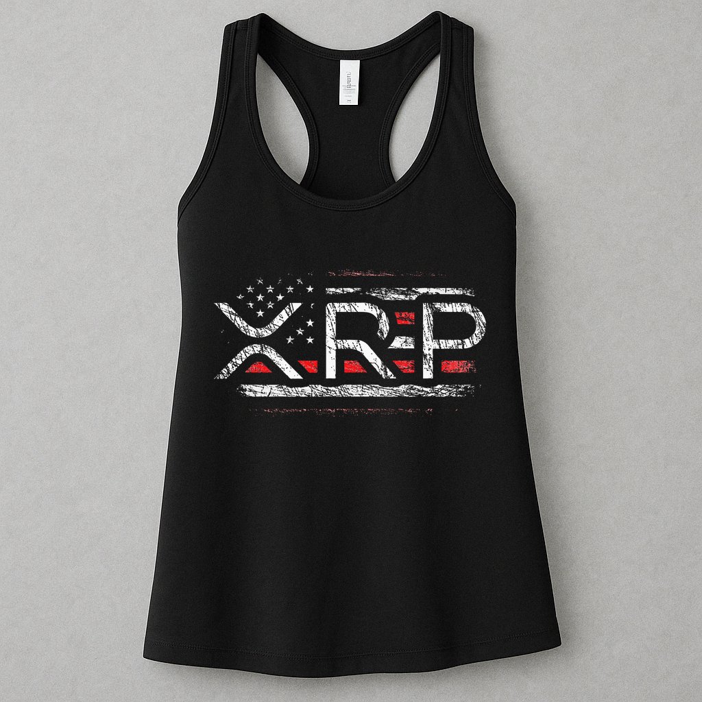 Crypto Currency Xrp Cryptocurrency American Flag Xrp Womens Tank Top