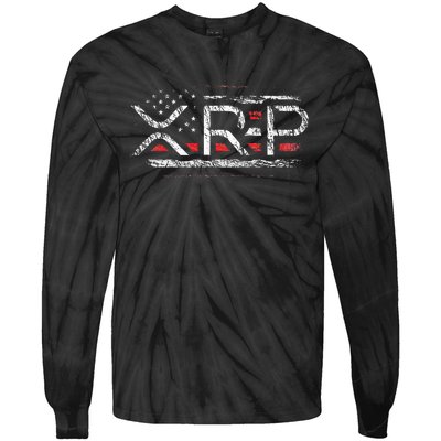 Crypto Currency Xrp Cryptocurrency American Flag Xrp Tie-Dye Long Sleeve Shirt