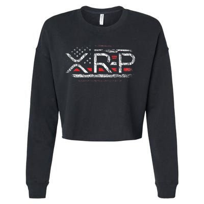 Crypto Currency Xrp Cryptocurrency American Flag Xrp Cropped Pullover Crew
