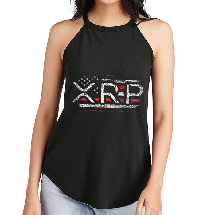 Crypto Currency Xrp Cryptocurrency American Flag Xrp Women's Perfect Tri Rocker Tank