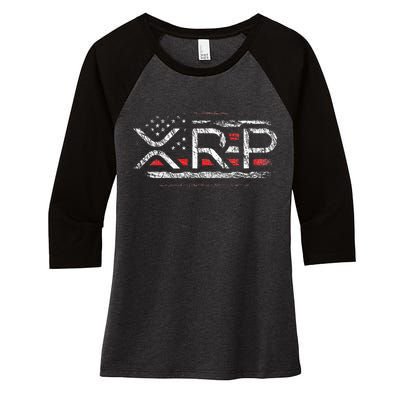Crypto Currency Xrp Cryptocurrency American Flag Xrp Women's Tri-Blend 3/4-Sleeve Raglan Shirt
