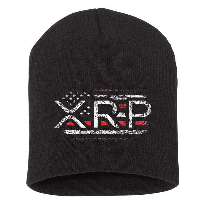 Crypto Currency Xrp Cryptocurrency American Flag Xrp Short Acrylic Beanie