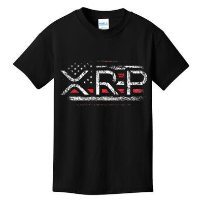 Crypto Currency Xrp Cryptocurrency American Flag Xrp Kids T-Shirt