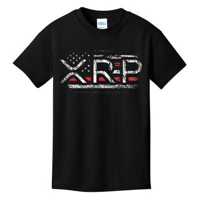 Crypto Currency Xrp Cryptocurrency American Flag Xrp Kids T-Shirt