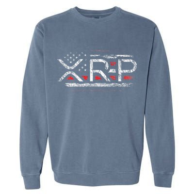 Crypto Currency Xrp Cryptocurrency American Flag Xrp Garment-Dyed Sweatshirt