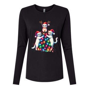 Christmas Cat Xmas Cats Christmas Cat Lover Gift Womens Cotton Relaxed Long Sleeve T-Shirt