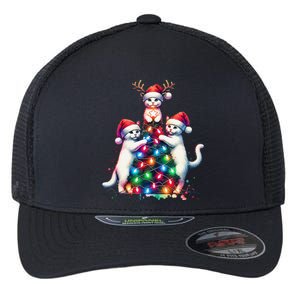 Christmas Cat Xmas Cats Christmas Cat Lover Gift Flexfit Unipanel Trucker Cap