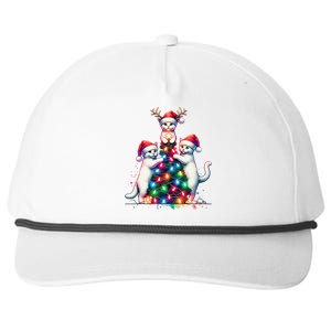 Christmas Cat Xmas Cats Christmas Cat Lover Gift Snapback Five-Panel Rope Hat