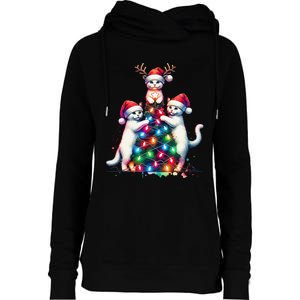 Christmas Cat Xmas Cats Christmas Cat Lover Gift Womens Funnel Neck Pullover Hood