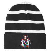 Christmas Cat Xmas Cats Christmas Cat Lover Gift Striped Beanie with Solid Band