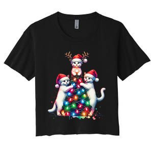 Christmas Cat Xmas Cats Christmas Cat Lover Gift Women's Crop Top Tee