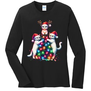 Christmas Cat Xmas Cats Christmas Cat Lover Gift Ladies Long Sleeve Shirt