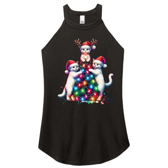 Christmas Cat Xmas Cats Christmas Cat Lover Gift Women's Perfect Tri Rocker Tank