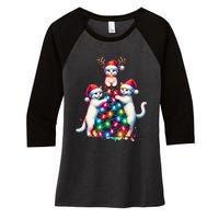 Christmas Cat Xmas Cats Christmas Cat Lover Gift Women's Tri-Blend 3/4-Sleeve Raglan Shirt