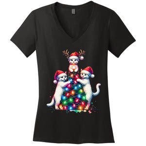 Christmas Cat Xmas Cats Christmas Cat Lover Gift Women's V-Neck T-Shirt