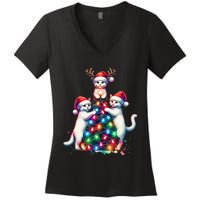 Christmas Cat Xmas Cats Christmas Cat Lover Gift Women's V-Neck T-Shirt