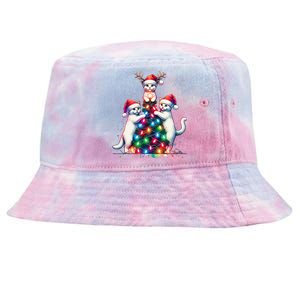 Christmas Cat Xmas Cats Christmas Cat Lover Gift Tie-Dyed Bucket Hat