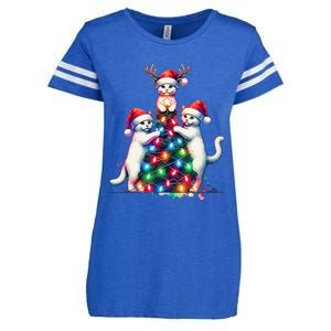 Christmas Cat Xmas Cats Christmas Cat Lover Gift Enza Ladies Jersey Football T-Shirt