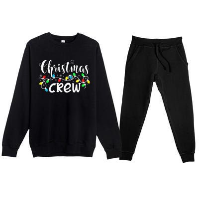 Christmas Crew Xmas Lights Pajama Happy Holiday Premium Crewneck Sweatsuit Set