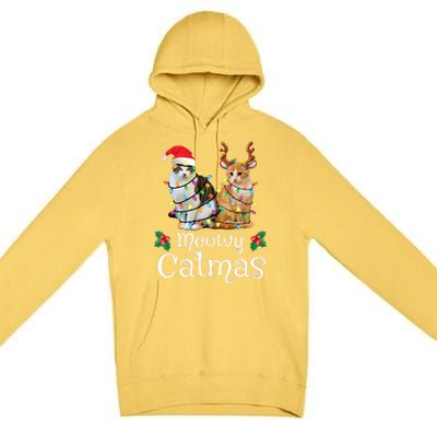 Christmas Cat Xmas Tree Cat Lover Funny Meowy Catmas Premium Pullover Hoodie