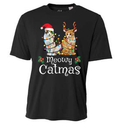 Christmas Cat Xmas Tree Cat Lover Funny Meowy Catmas Cooling Performance Crew T-Shirt