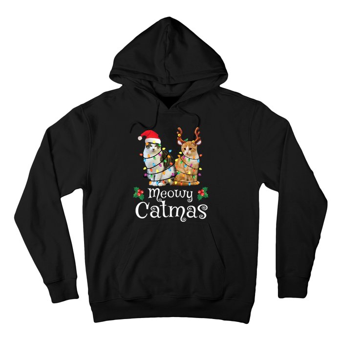 Christmas Cat Xmas Tree Cat Lover Funny Meowy Catmas Hoodie