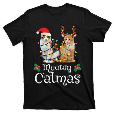 Christmas Cat Xmas Tree Cat Lover Funny Meowy Catmas T-Shirt