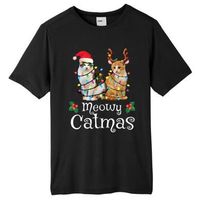 Christmas Cat Xmas Tree Cat Lover Funny Meowy Catmas Tall Fusion ChromaSoft Performance T-Shirt