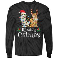 Christmas Cat Xmas Tree Cat Lover Funny Meowy Catmas Tie-Dye Long Sleeve Shirt