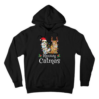 Christmas Cat Xmas Tree Cat Lover Funny Meowy Catmas Tall Hoodie