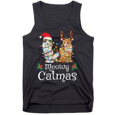 Christmas Cat Xmas Tree Cat Lover Funny Meowy Catmas Tank Top