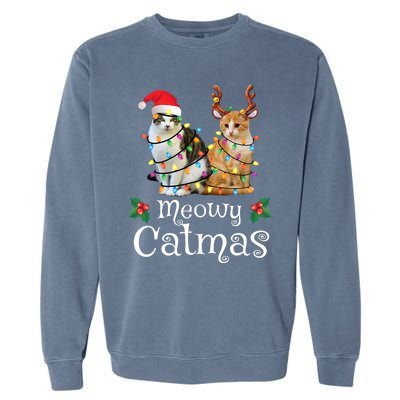 Christmas Cat Xmas Tree Cat Lover Funny Meowy Catmas Garment-Dyed Sweatshirt